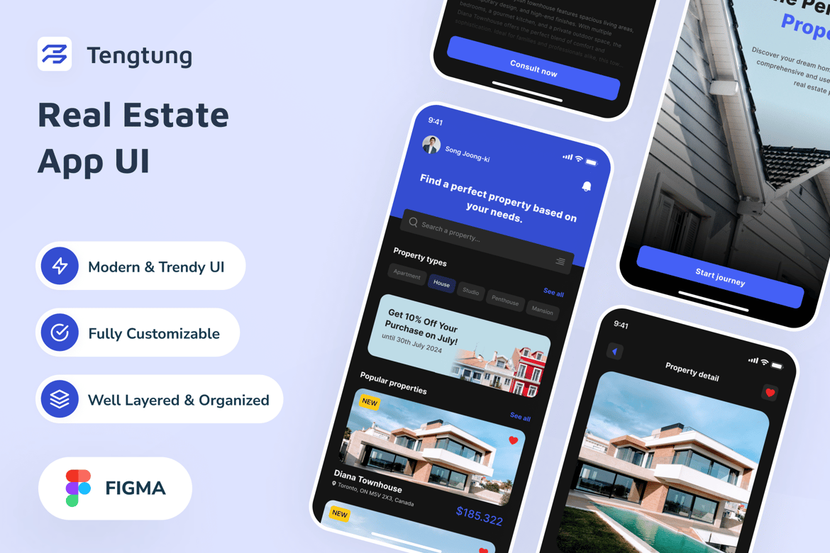 Download Tengtung - Real Estate App UI Figma Design