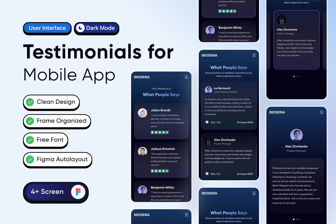 Download Testimonial for Mobile App Figma Design