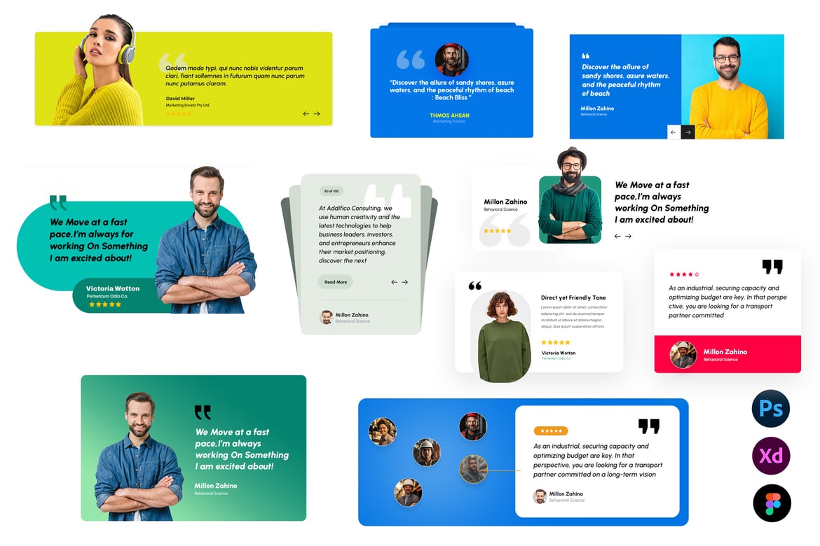 Download Testimonials, Review & Quotes Template Figma Design