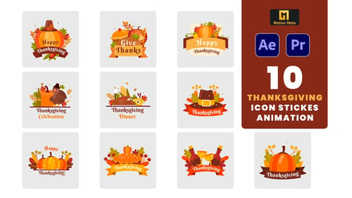 Download Thanksgiving stickers Element Pack After Effect Template