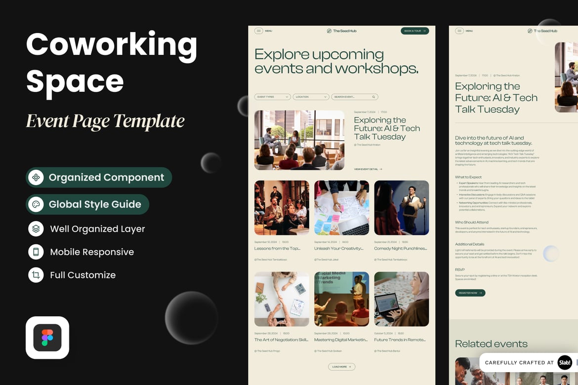 Download The Seed Hub - Coworking Space Event Page  ‌ Figma Design