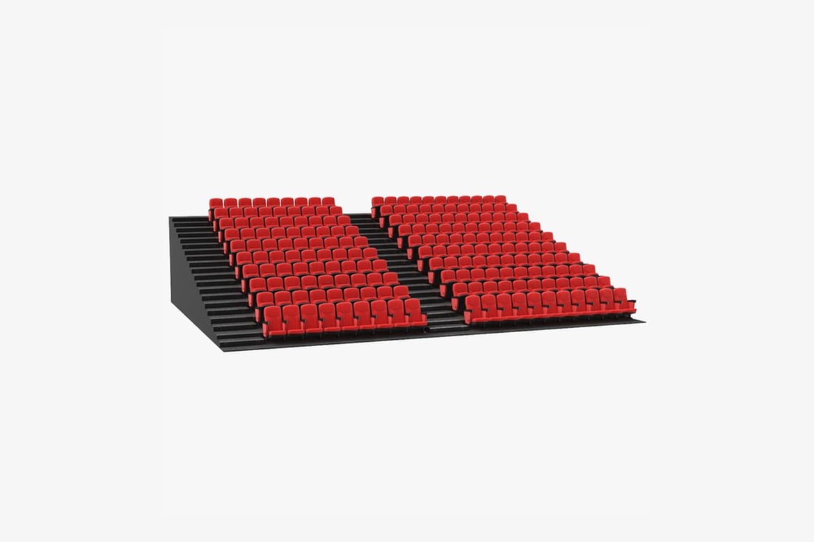 Download Theater Chair Bleachers, Tiered Auditorium Seating with Central Aisle 3D Model