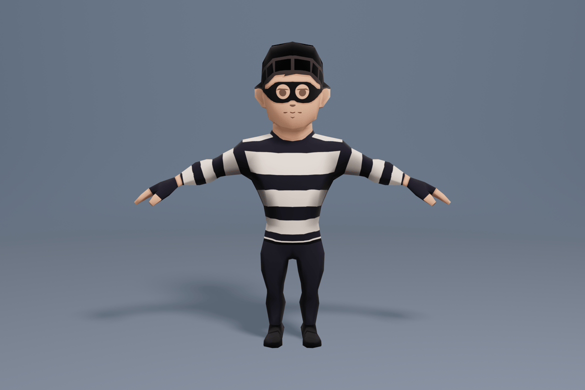 Download Thief man in prison uniform 3D Model