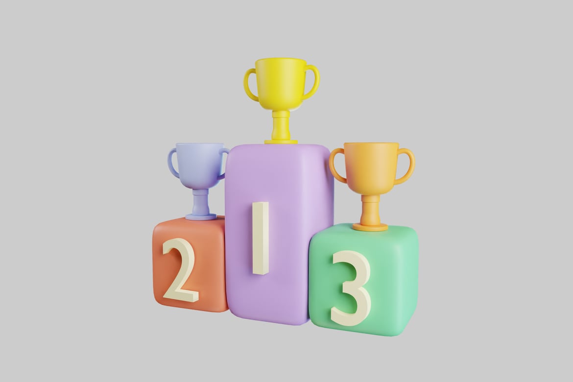 Download Three Blocks with Trophies 3D Model