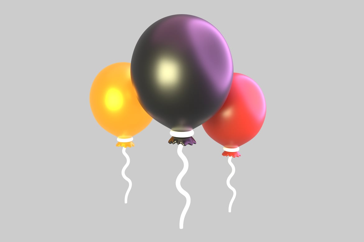 Download Three colorful balloons. 3D Model