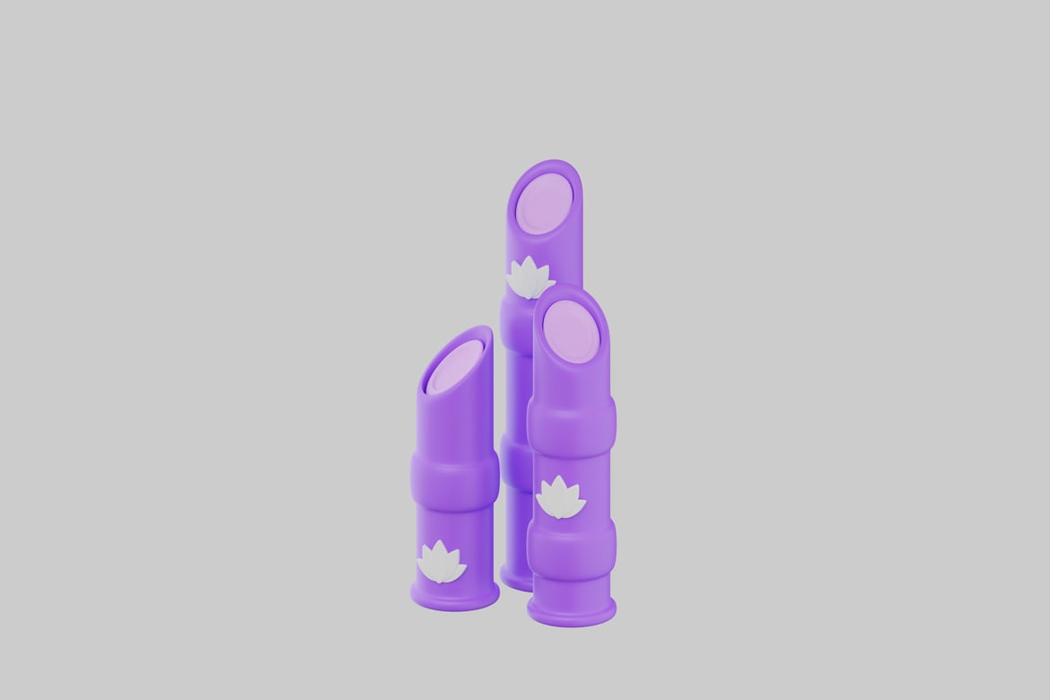 Download Three Cylindrical Objects in Purple 3D Model