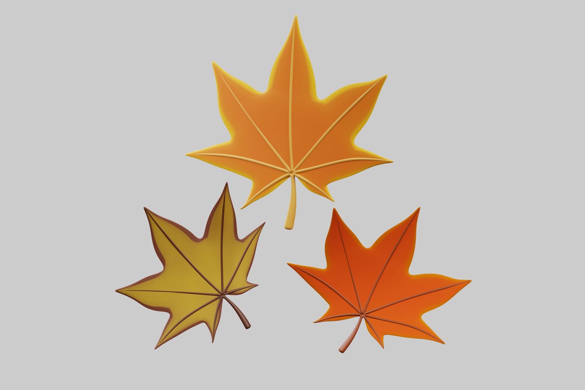 Download Three maple leaves. 3D Model