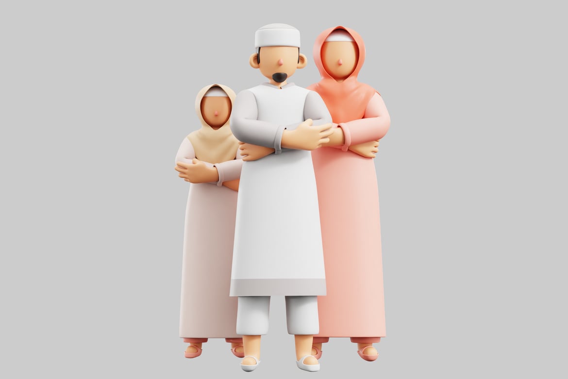 Download Three People in Traditional Clothing 3D Model