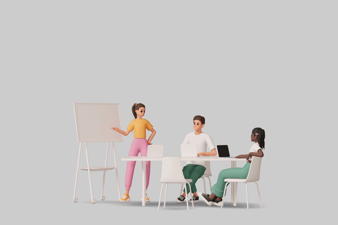 Download Three people working together. 3D Model