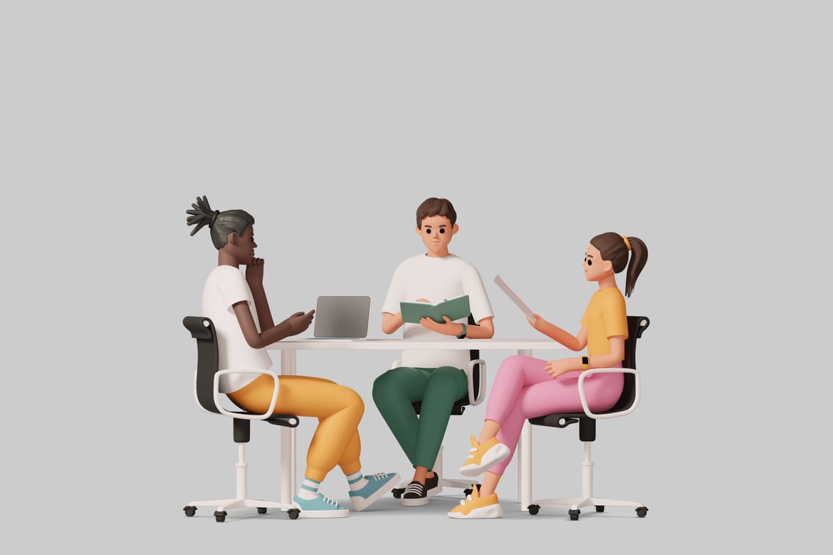 Download Three people working together 3D Model