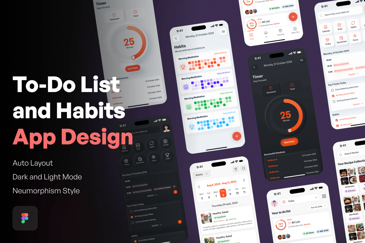 Download To-Do List and Habits App Design Figma Design