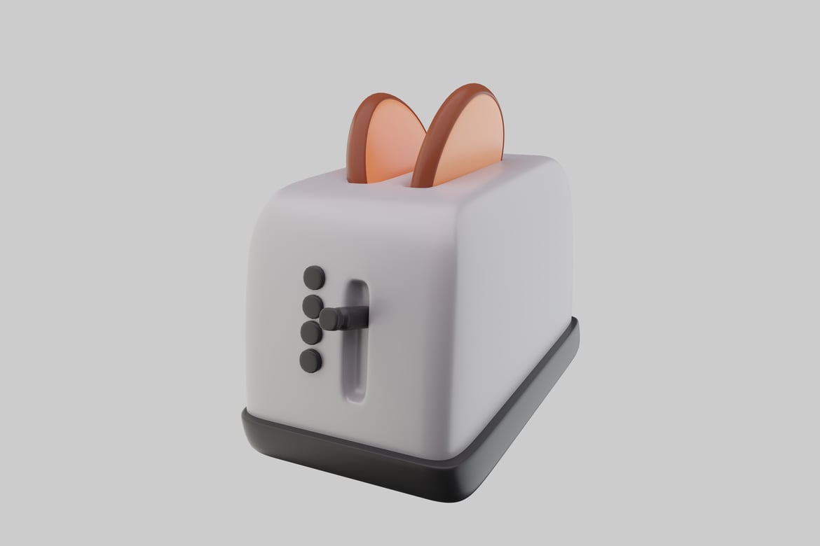 Download Toaster with two slots and four buttons 3D Model