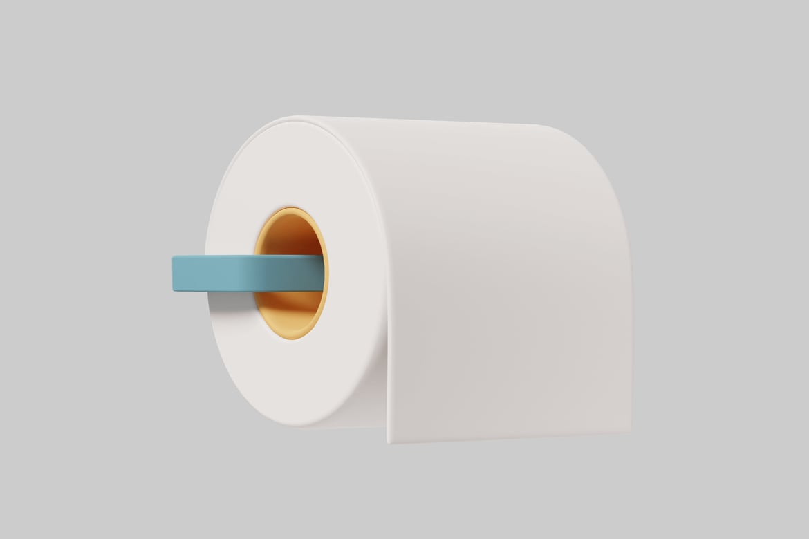 Download Toilet Paper Roll with Blue Lever 3D Model