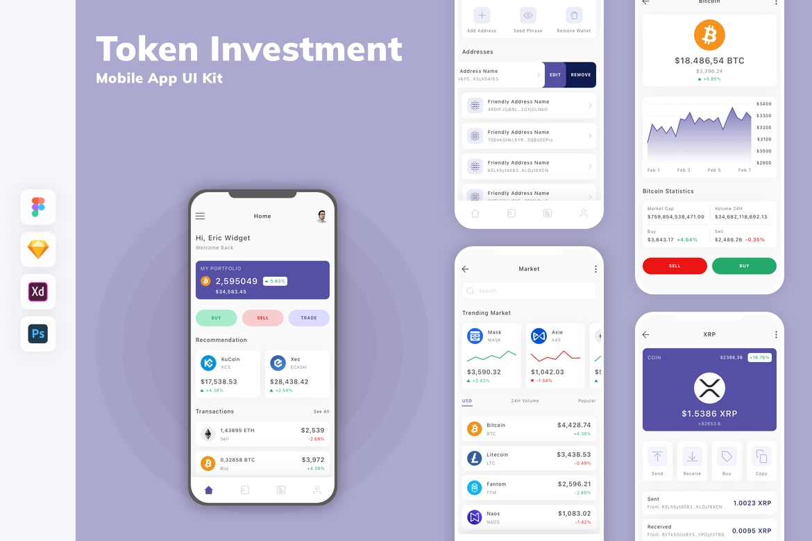 Download Token Investment Mobile App UI Kit Figma Design