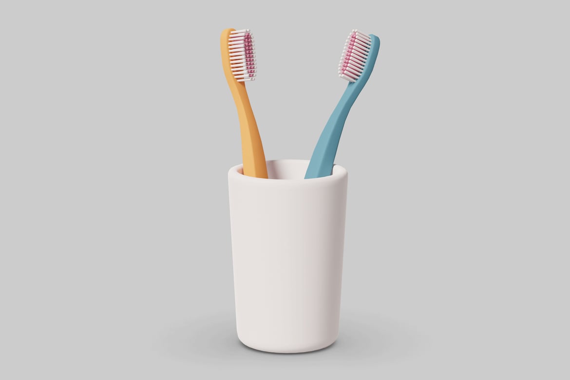 Download Toothbrush holder with two toothbrushes 3D Model