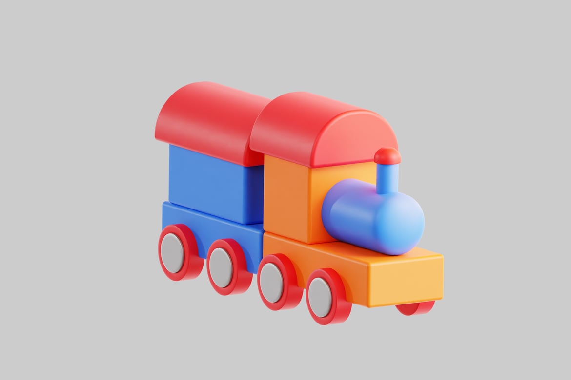 Download Toy train with vibrant colors 3D Model