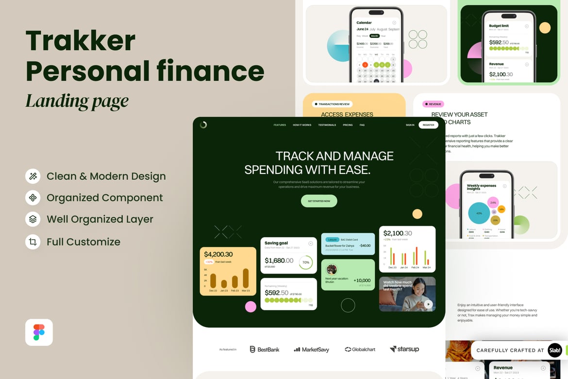 Download Trakker - Personal Financial Landing Page Figma Design