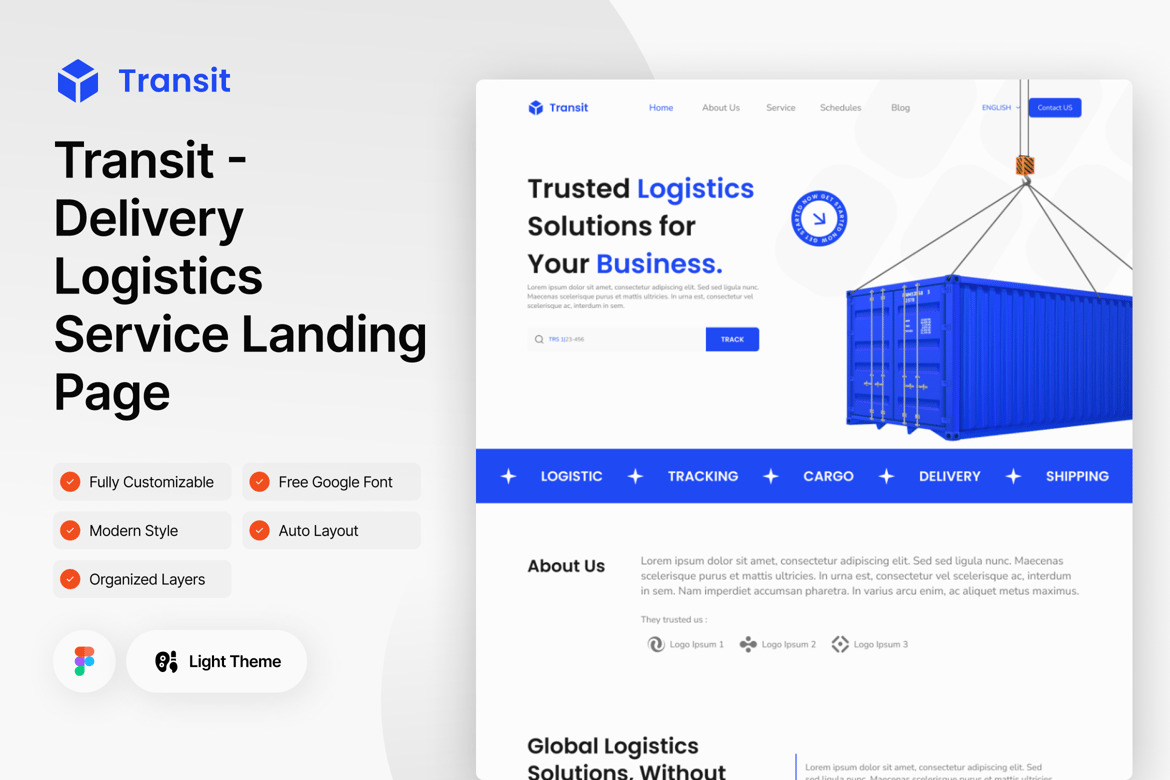 Download Transit - Delivery Logistics Service Landing Page Figma Design