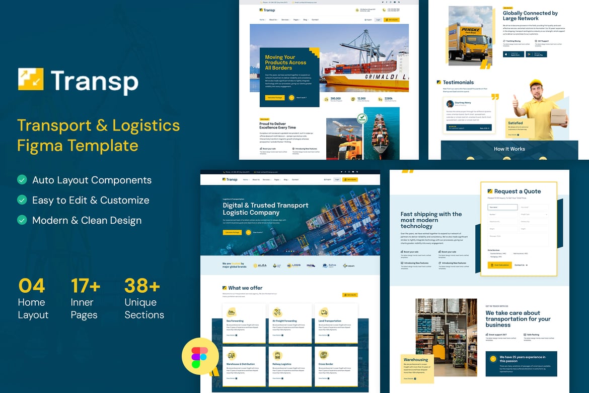 Download Transp- Transport & Logistics  Figma Template Figma Design