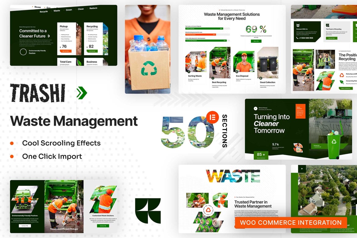 Download Trashi - Waste Management & Recycling Elementor Pro Template Kit