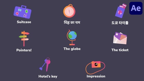 Download Travel Icons And Titles for After Effects After Effect Template