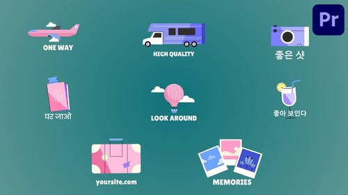 Download Travel Icons And Titles for Premiere Pro Premiere Pro Template