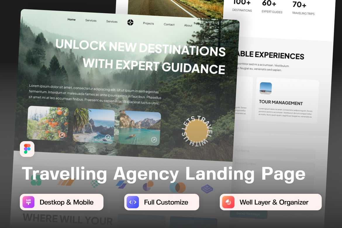 Download Travelling Agency Landing Page Figma Design