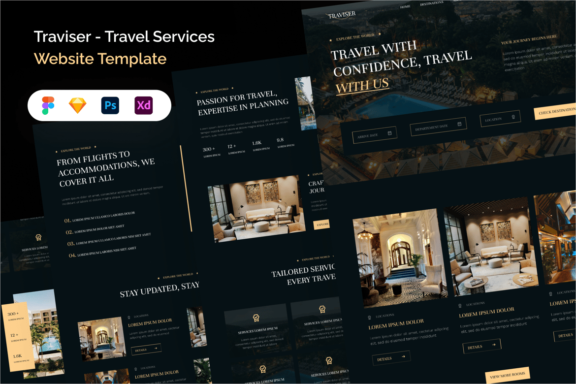 Download Traviser - Travel Services Website Template Figma Design