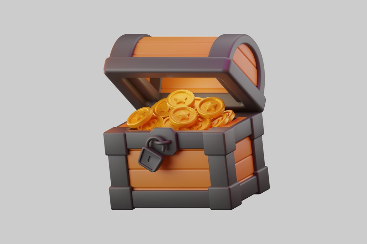 Download Treasure chest with gold coins 3D Model