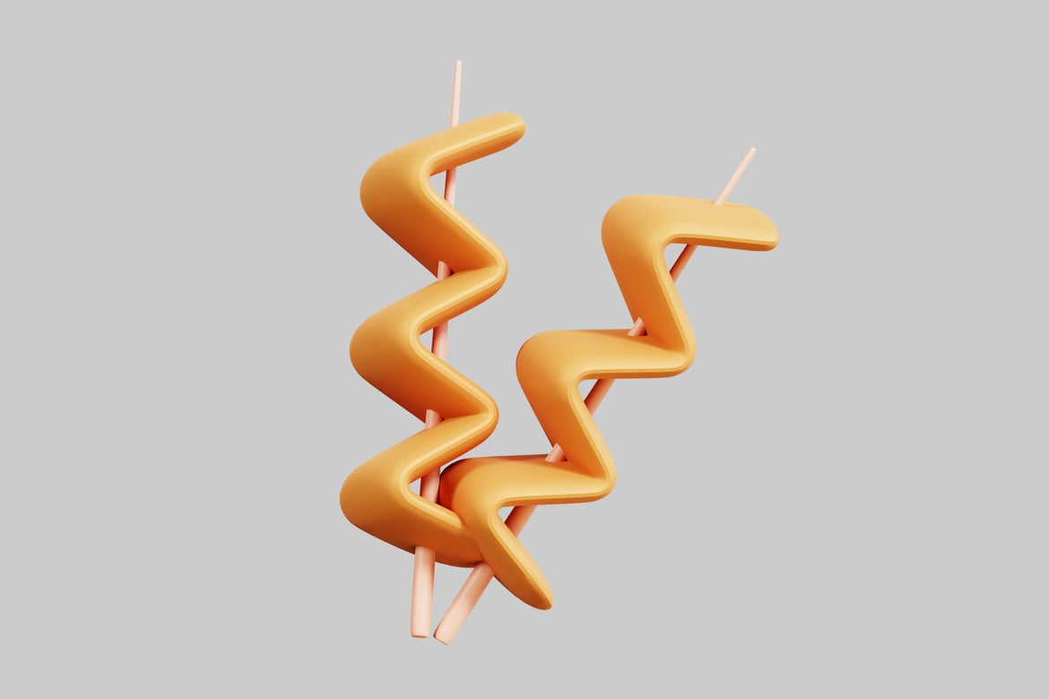 Download Trio of Hotdogs on Sticks with Yellow Dressing 3D Model