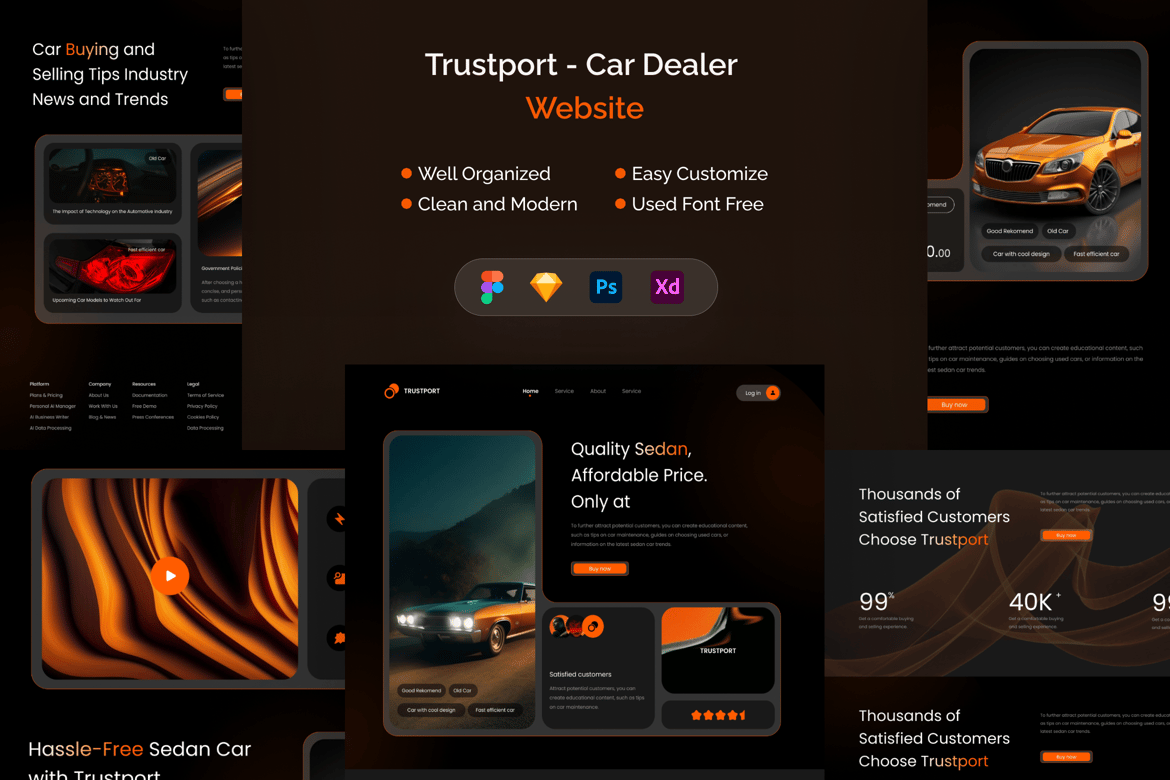 Download Trustport - Car Dealer Website Template Figma Design