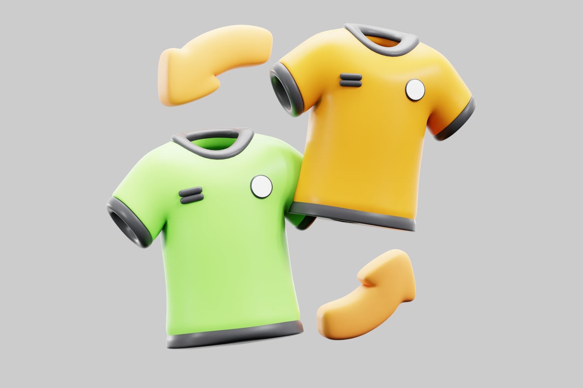 Download Two cartoon-style t-shirts 3D Model