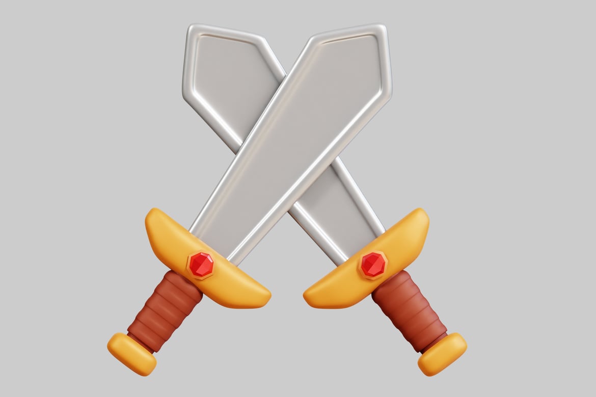 Download Two Cartoon Swords 3D Model