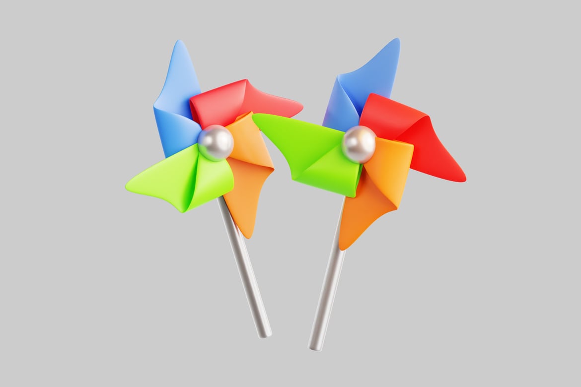 Download Two colorful pinwheels. 3D Model