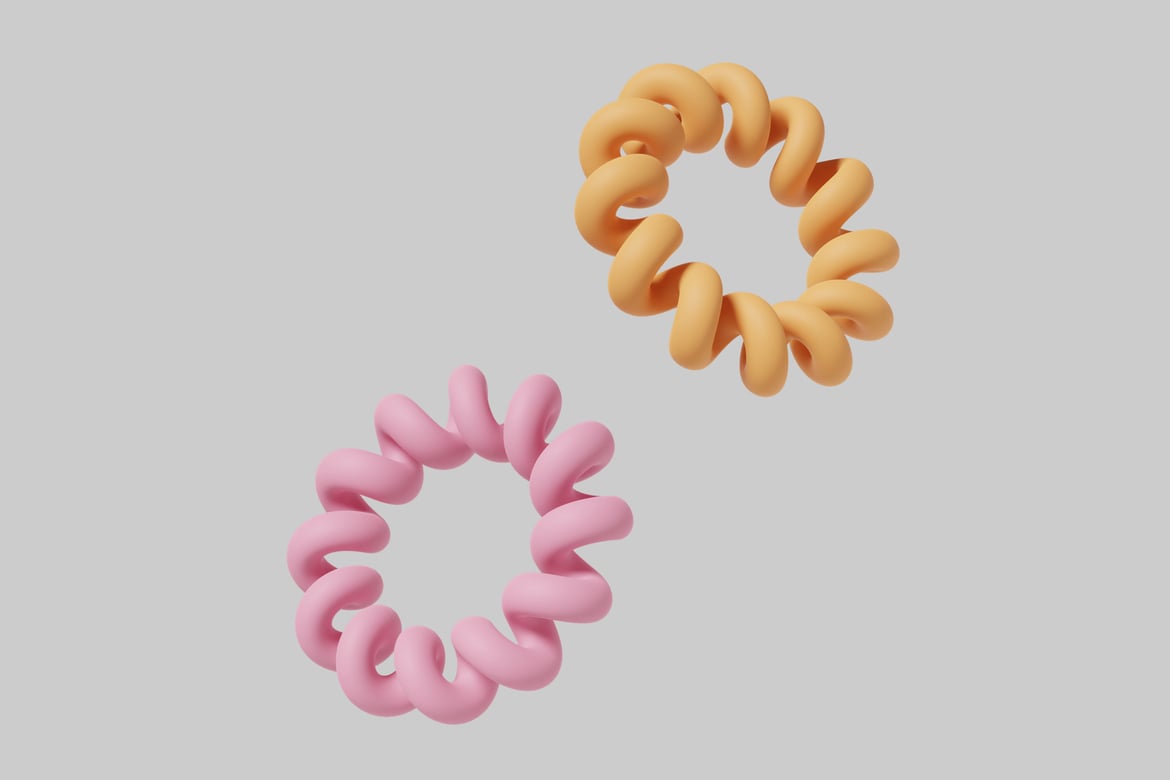 Download Two curly hair ties 3D Model