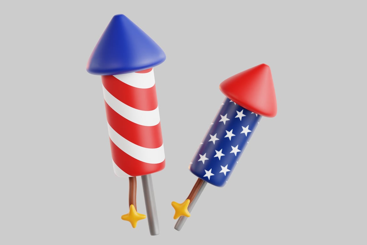 Download Two fireworks on a 3D Model