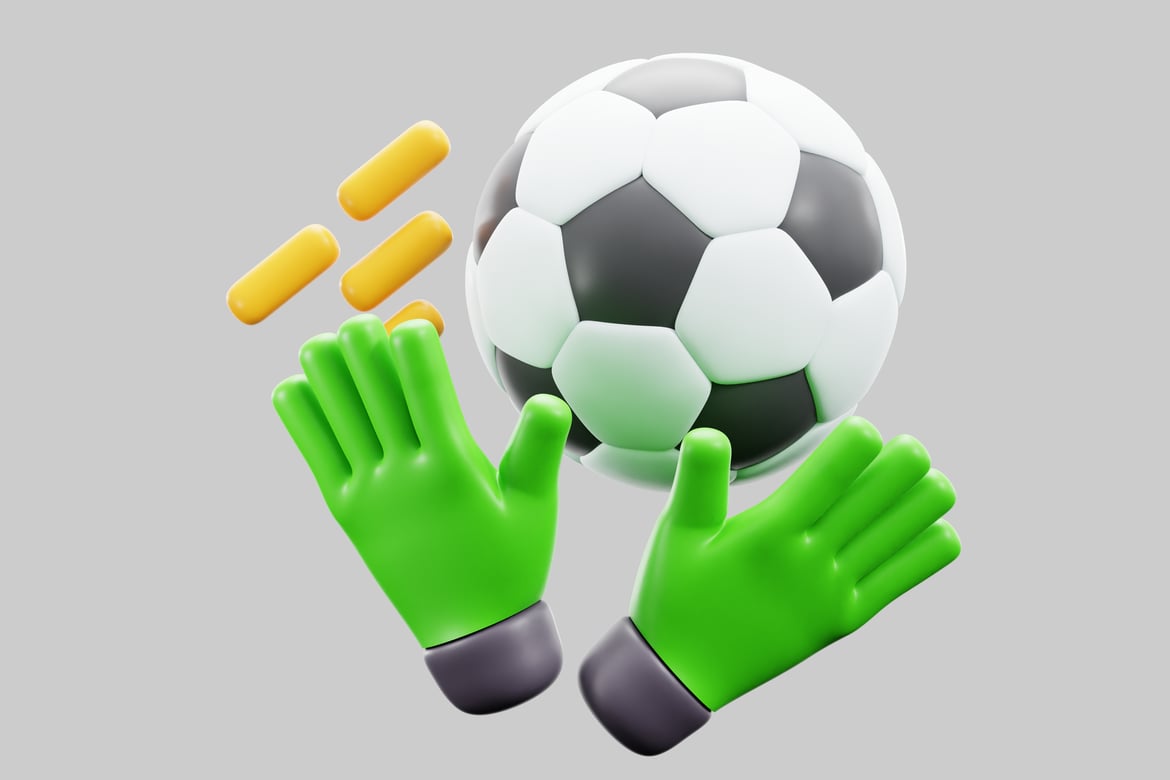 Download Two green hands hold a soccer ball. 3D Model