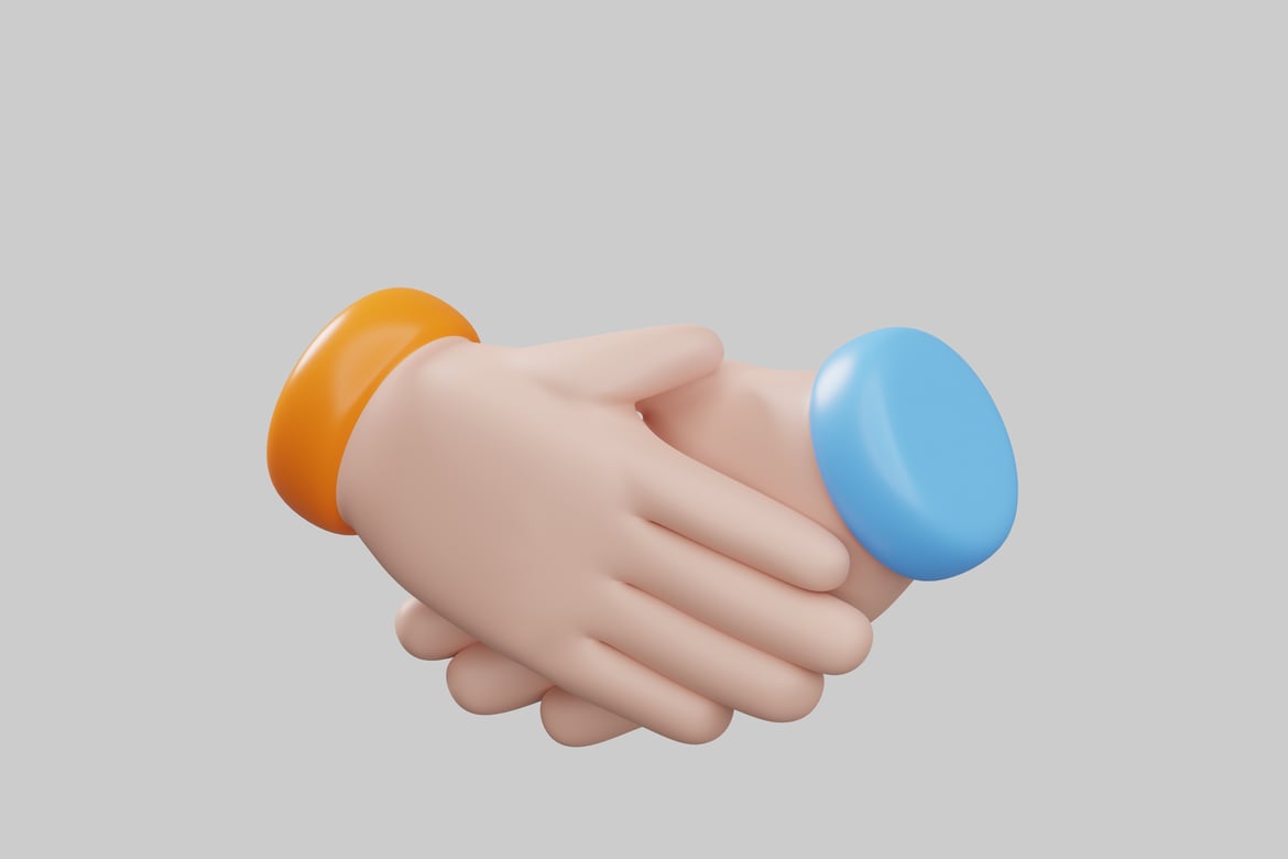 Download Two Hands Shaking 3D Model