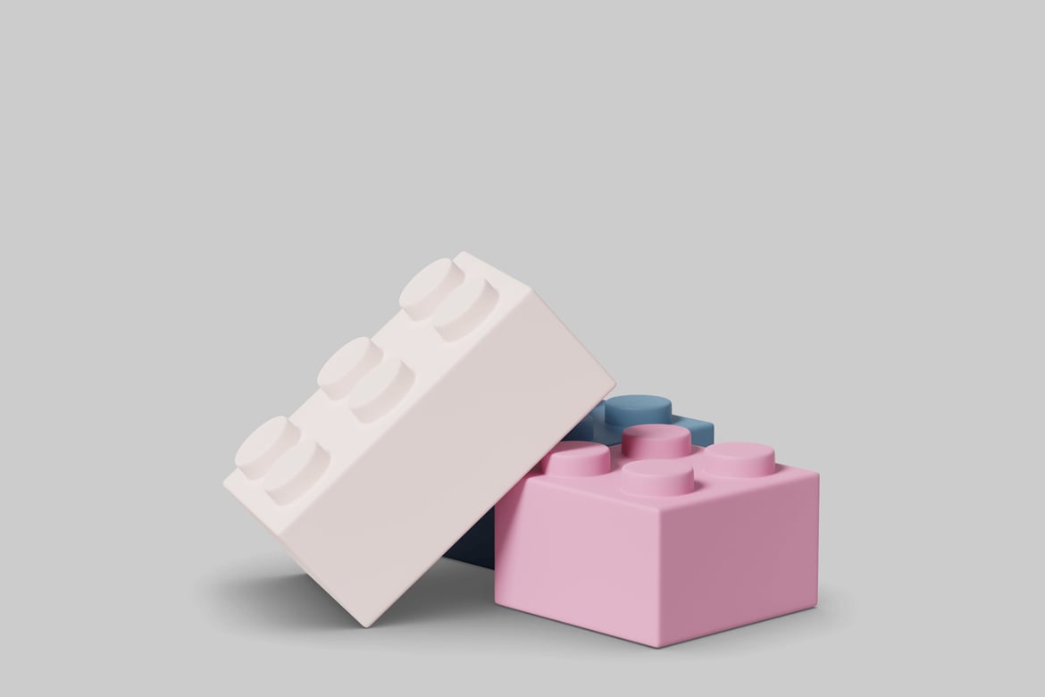 Download Two large Lego bricks 3D Model