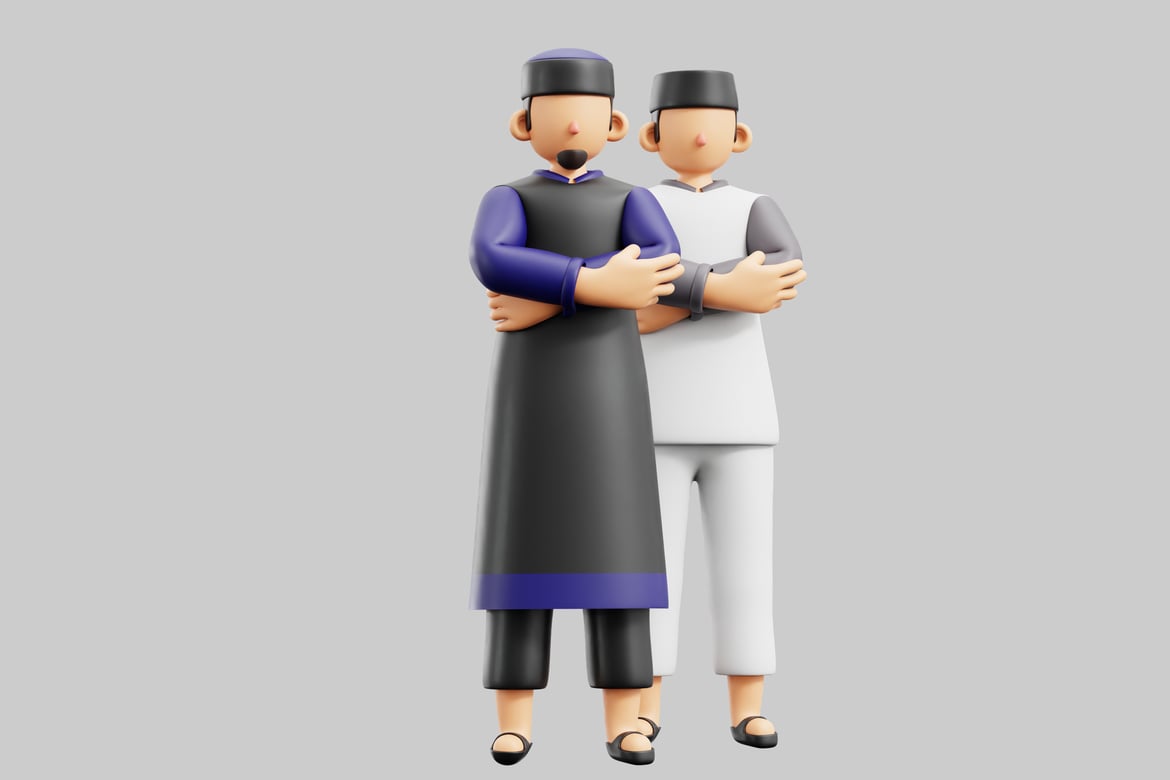 Download Two men in traditional Islamic attire 3D Model