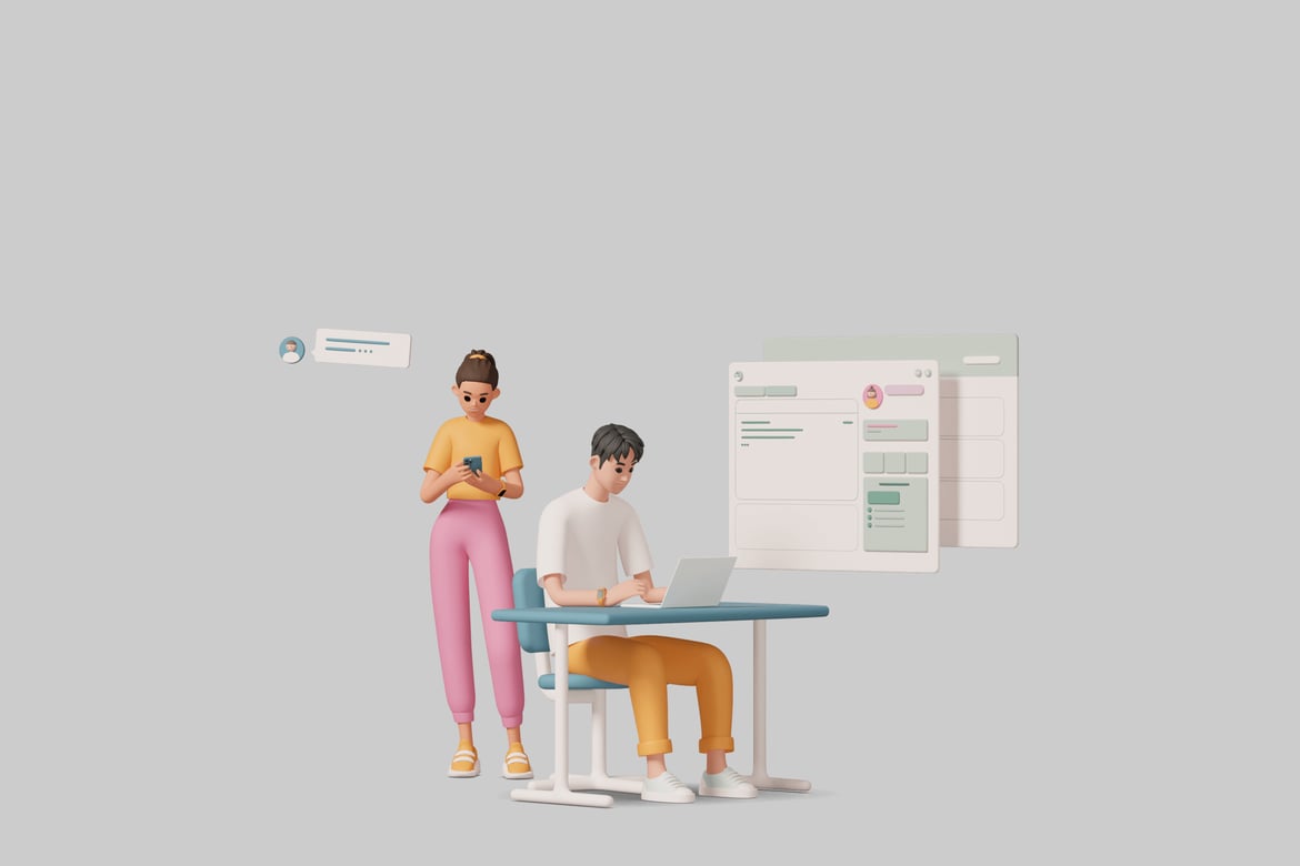 Download Two People in an Office Setting 3D Model