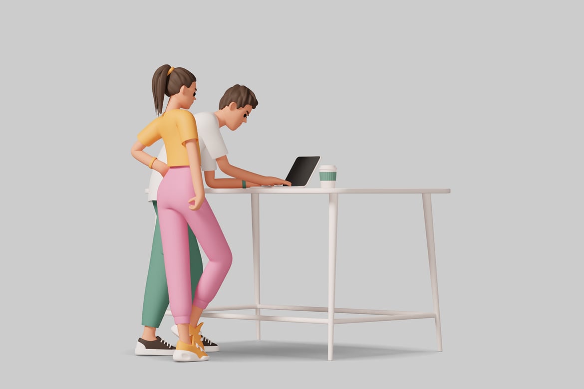 Download Two People Working at a Table 3D Model