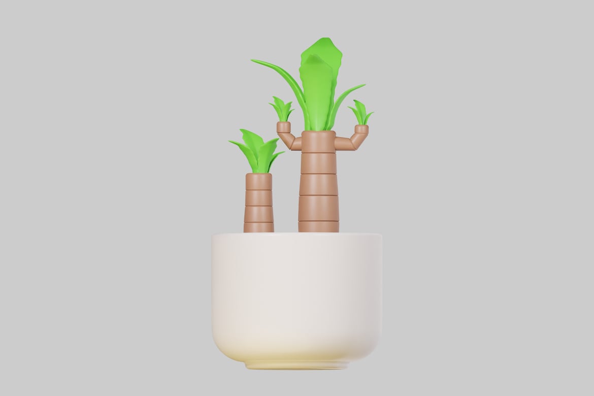 Download Two plants in a white planter 3D Model