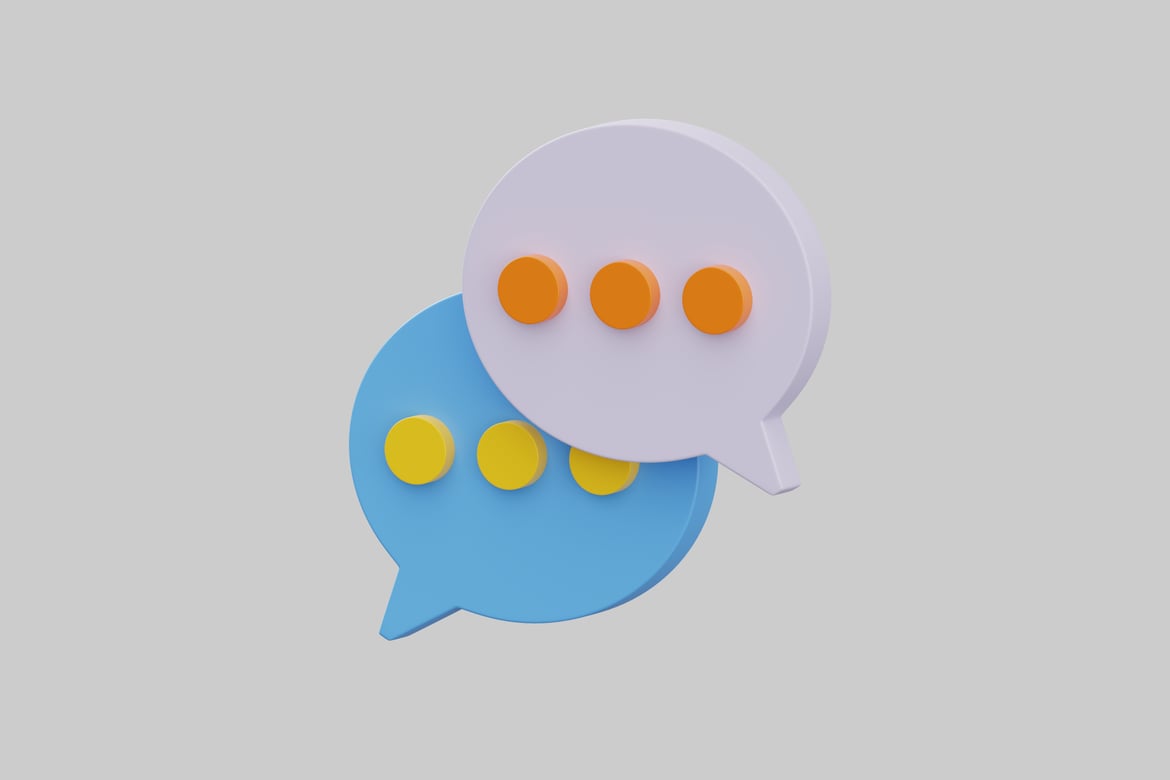 Download Two speech bubbles with circles. 3D Model