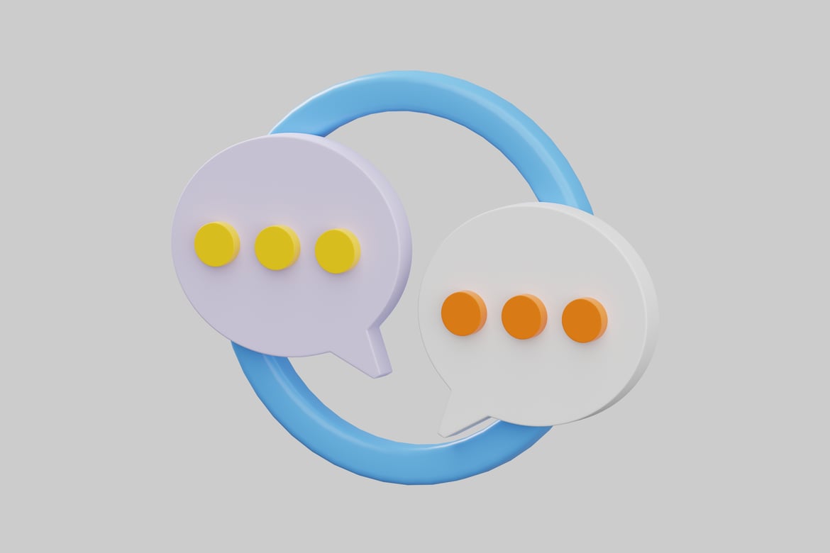 Download Two speech bubbles with circular elements 3D Model