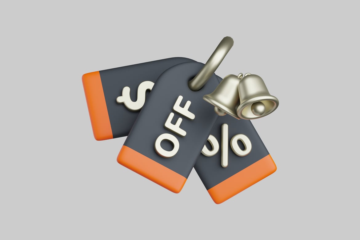 Download Two tags with bell. 3D Model