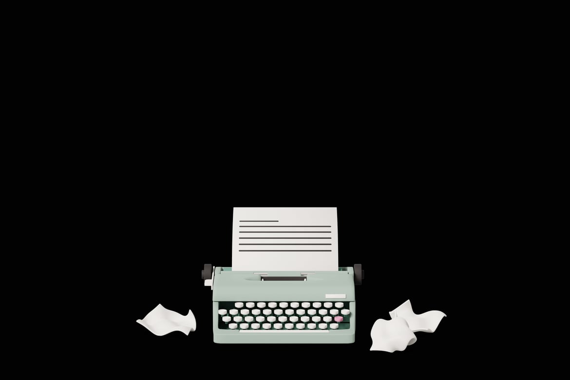 Download Typewriter on a black background 3D Model