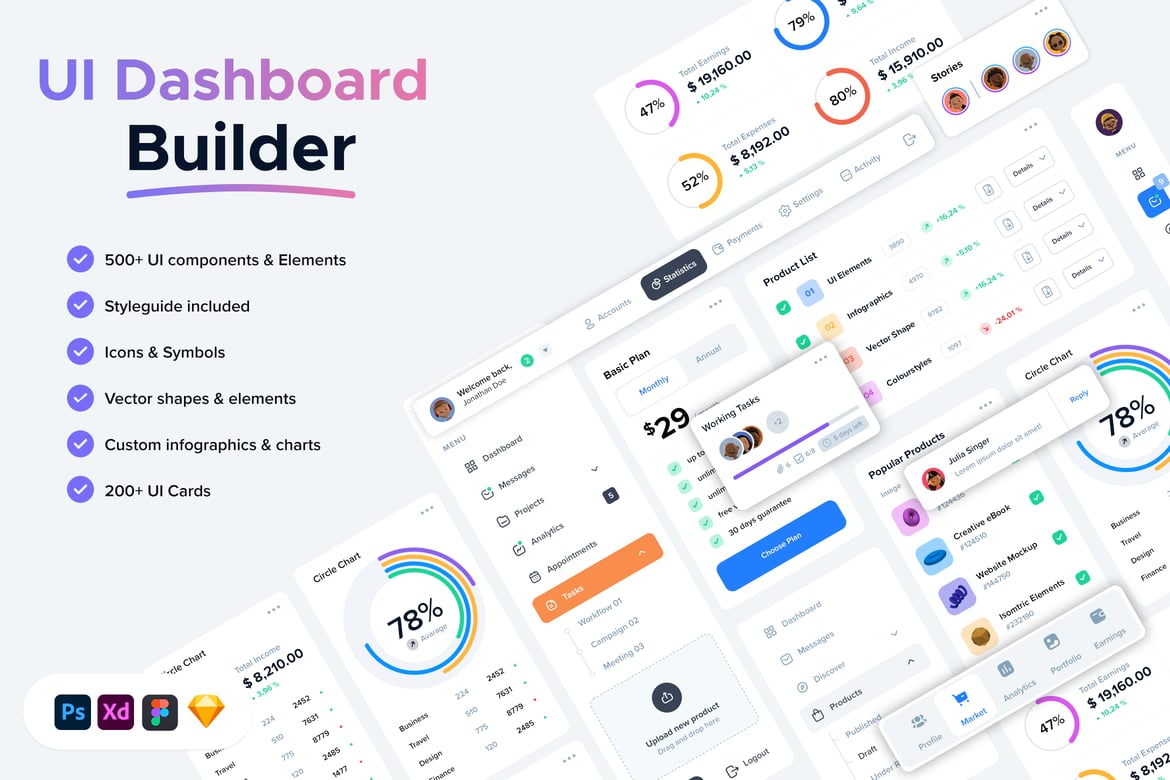 Download UI Dashboard Builder Figma Design