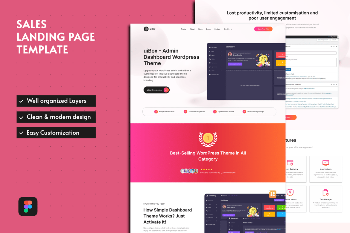 Download uiBox - Sales Landing Page Template Figma Design