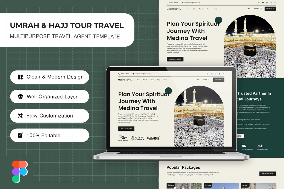 Download Umrah & Hajj Tour Travel Landing Page - UI Kit Figma Design